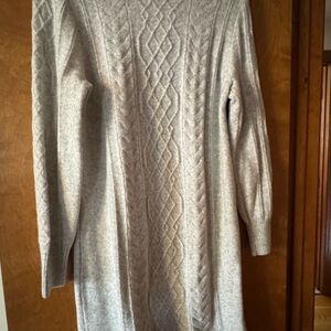 Ann Taylor loft light grey sweater knit midi dress